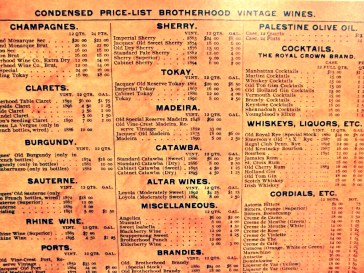 Brotherhood historic price list