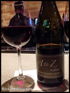 Nova dinner AtoZ pinot noir