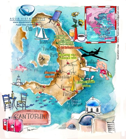 Greek Wines Santorini map via aquavistahotels