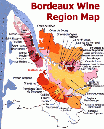 Bordeaux wine region map