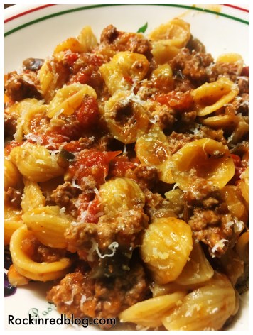 Basilicata Orechiette with Carmelized Eggplant and Pork