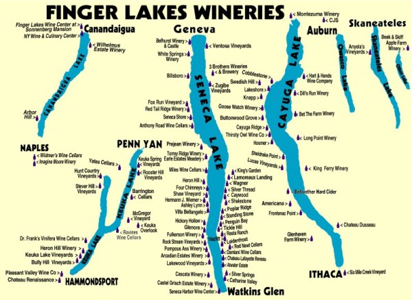 Finger Lakes wineries map