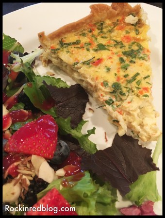 crab quiche with fruit salad2