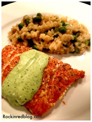 Landmark dinner salmon with risotto