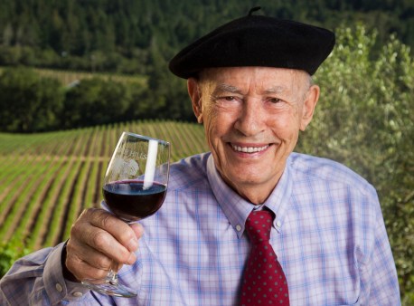 winemaker Mike Grgich, who is turning 90 on April 1. He's one of the best-known figures in Napa (his suitcase and beret are in the Smithsonian!) -- says Anne Schamberg. His CA winery is Grgich Hills Estate. handout photo for schacol07 ORG XMIT: MJS1303191648542787