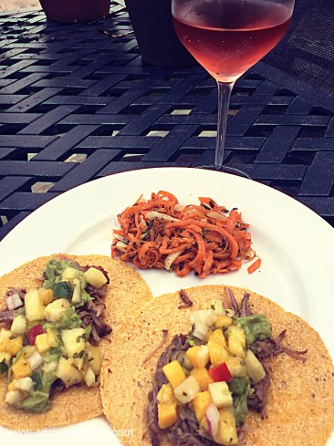 pulled pork tacos with trefethen 2014 rose