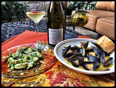 Dama del Rovere Soave mussels and gnocchi dinner